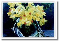 Daffodils on Wicker - Oil on Canvas 18 x 18.jpg